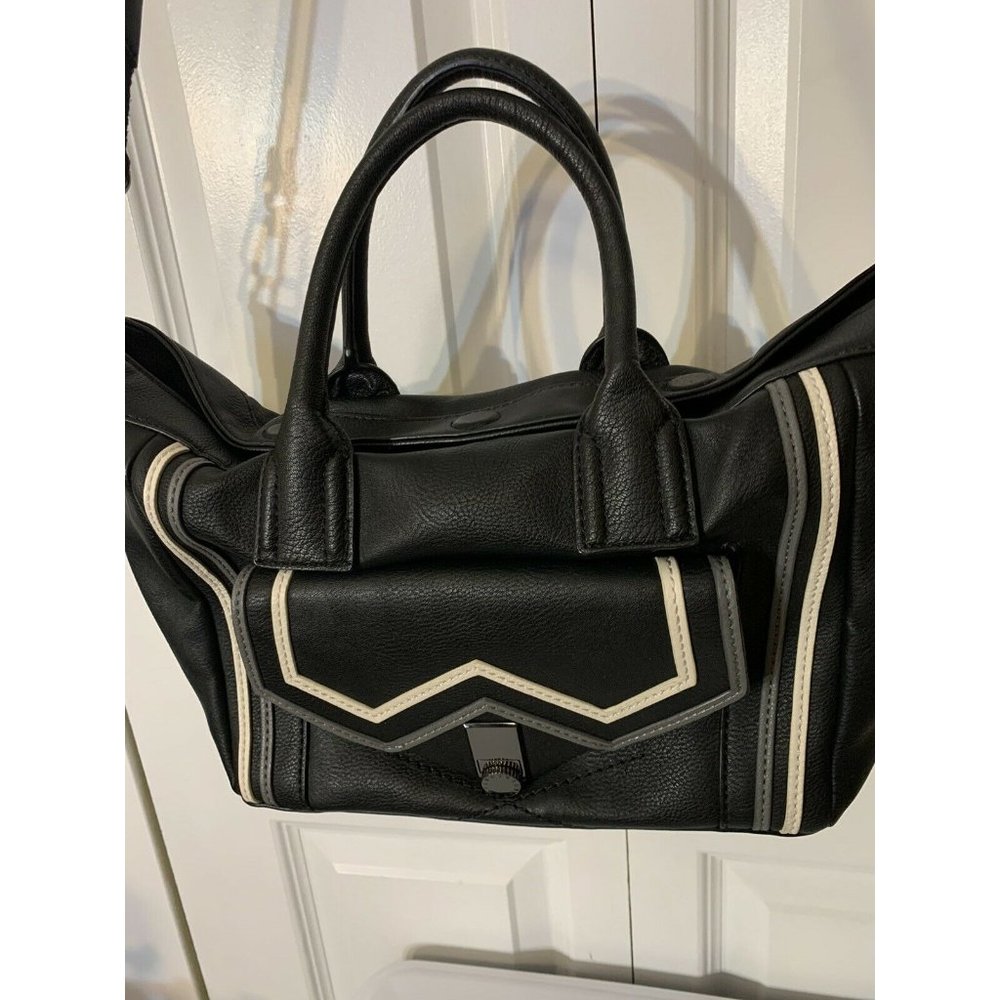 BCBGeneration beatutiful - Medium bag black White Messenger Striped Strap‎